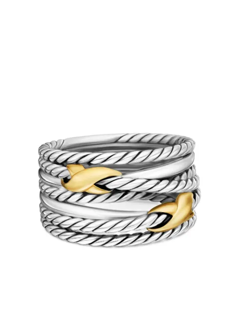 David Yurman 18kt yellow gold and sterling silver Double X Crossover ring (13mm) Silver R07456S8