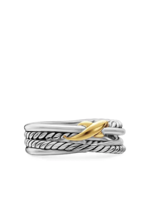 David Yurman 18kt yellow gold and sterling silver X Crossover band ring (6mm) Silver R07437S8