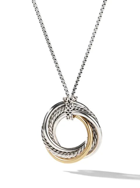 David Yurman 14kt yellow gold and sterling silver Crossover pendant necklace (37mm) Silver N11641S4