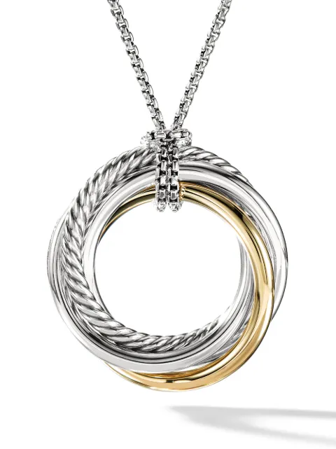 David Yurman 14kt yellow gold and sterling silver Crossover pendant necklace (37mm) Silver N11635S4