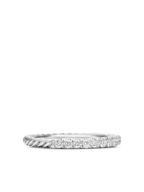 David Yurman 18kt white gold Cable Collectibles diamond stack ring (2mm) Silver R12821D8WADI
