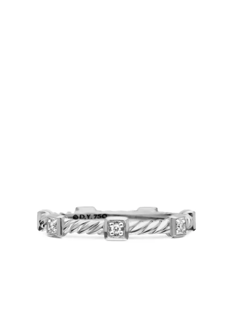 David Yurman 18kt white gold Cable Collectibles diamond stack ring (2mm) Silver R12820D8WADI