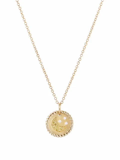 David Yurman 18kt yellow gold Cable Collectibles Moon and Stars sapphire and diamond necklace Gold N13860D88AYSDI