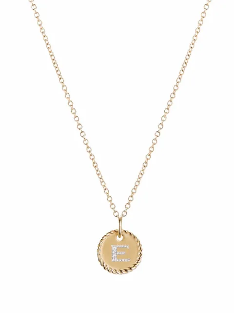 David Yurman 18kt yellow gold E Initial Charm diamond necklace Gold N0879288ADIE