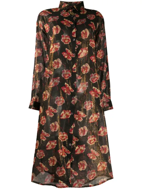 Mes Demoiselles sheer floral print dress Black MDKW00113