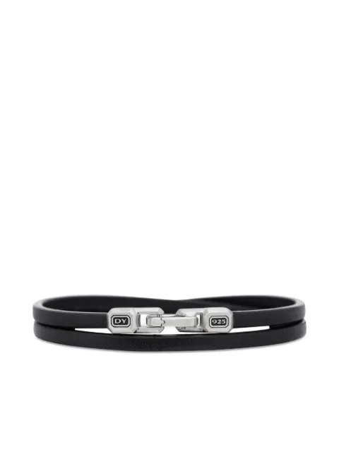 David Yurman sterling silver Streamline Double Wrap leather bracelet (4mm) Silver B25125MSSBKLE