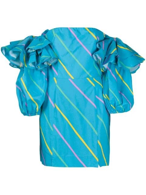 ROTATE BIRGER CHRISTENSEN Bethany striped-print dress Blue 900697