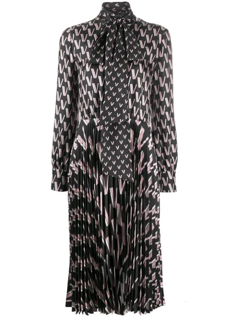 Valentino Garavani Double VLOGO pussy-bow dress Black BVAQL055L