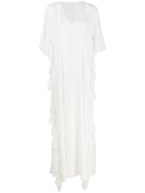 Alberta Ferretti pleated ruffle maxi gown White A04641620