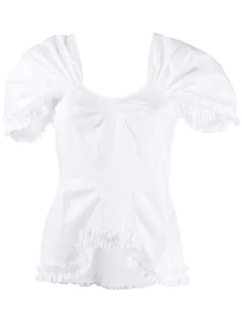 Molly Goddard ruffle-trim short-sleeved blouse White MGSS2070