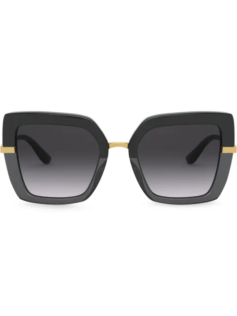 Dolce & Gabbana Eyewear Half Print oversize-frame sunglasses Black DG437332468G
