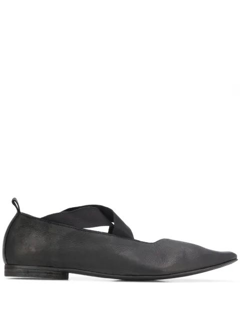 Uma Wang crisscross strap pointed toe ballerinas Black US9011