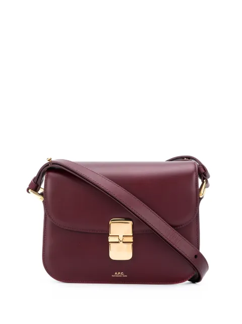 A.P.C. logo-print leather shoulder bag Red PXBMWF61413