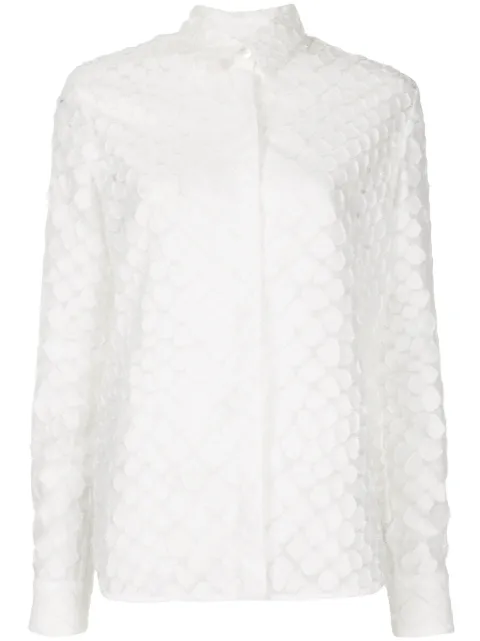 Alex Perry Ashton textured long sleeve shirt White T119