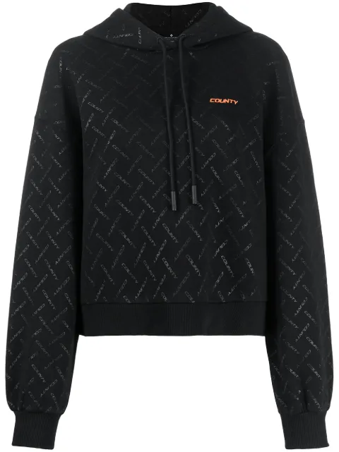 COUNTY OF MILAN all-over logo print hoodie Black CWBB040S20FLE0011010