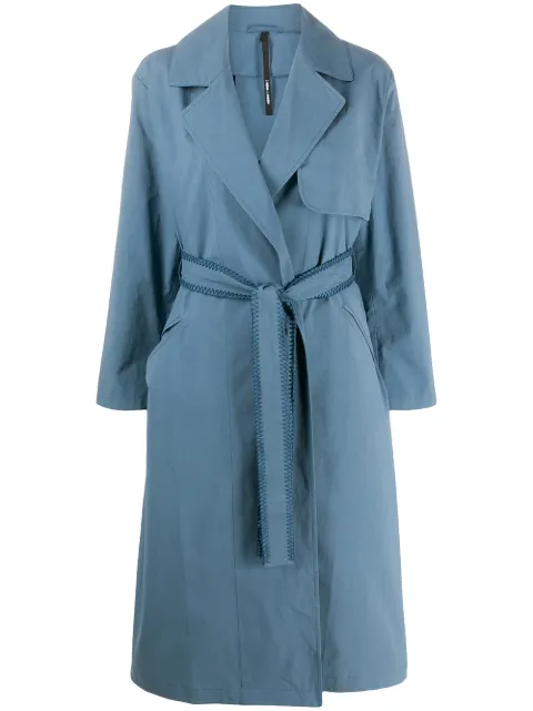 Sara Lanzi long sleeve belted trench coat Blue 01DC03