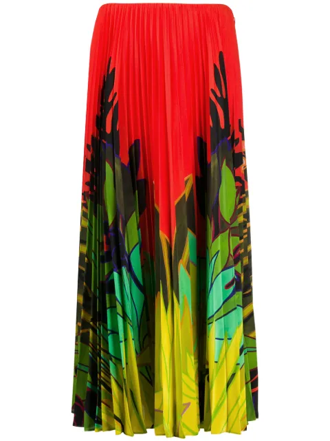 Valentino Garavani Mirrored Monkeys Forest pleated skirt Red BRA5U25D9