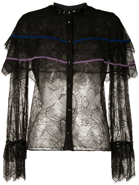 PUCCI x Koché ruffle-detail lace blouse Black 0URJ950K696