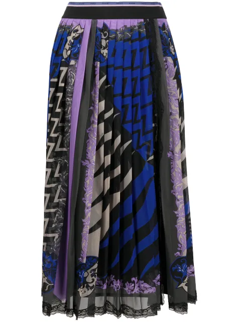 PUCCI pleated abstract-print skirt Blue 0URV950K745