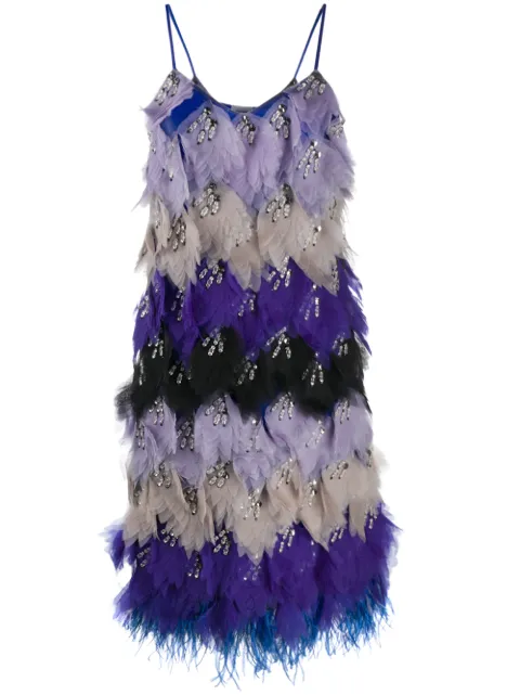 PUCCI x Koché embellished feather dress Blue 0URH700U892