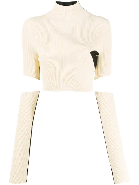 Off-White ribbed knitted cropped top Neutrals OWHF015F20KNI0016110