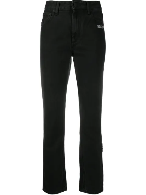 Off-White logo-embroidered straight-leg jeans Black OWYA019F20DEN0031045