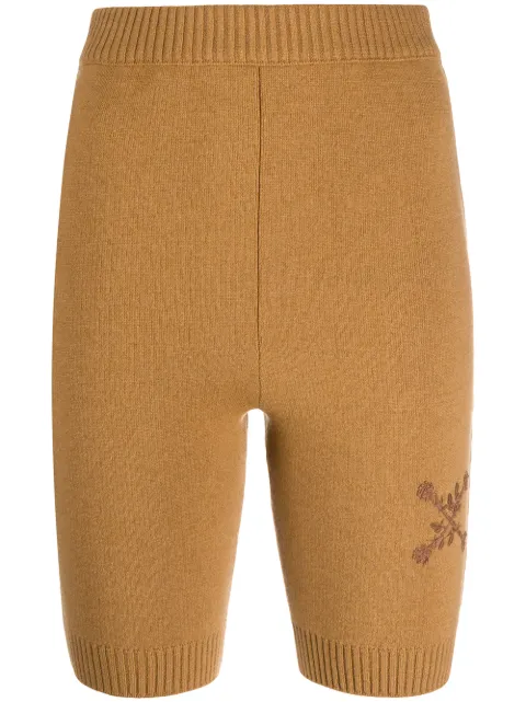 Off-White embroidered floral Arrows motif knitted shorts Brown OWHM003E20KNI0016262