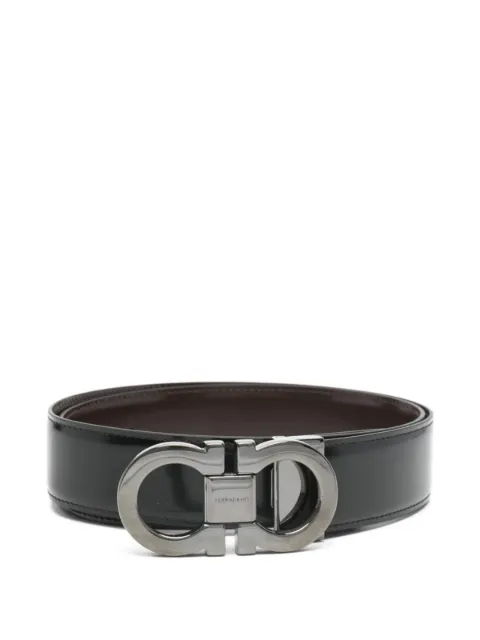 Ferragamo Gancini-buckle reversible belt Black 644557