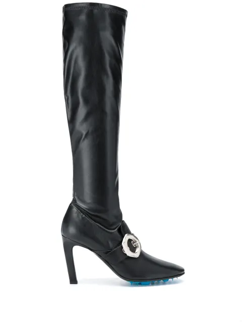 Off-White buckle-detail over-the-knee boots Black OWIA247E20LEA0041000