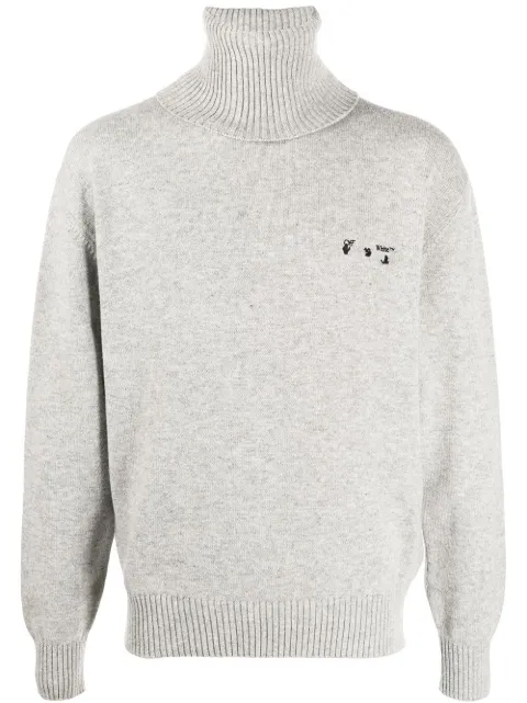 Off-White embroidered logo roll neck jumper Grey OMHF018F20KNI0010910