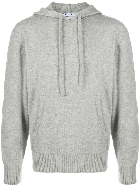 Off-White diagonal stripe cashmere hoodie Grey OMHA097F20KNI0010900
