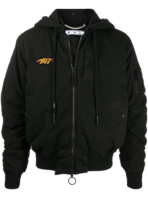 Off-White Stencil Arrows-motif hooded bomber jacket Black OMEH017E20FAB0011001