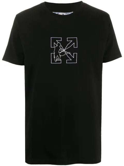 Off-White Worker embroidered T-shirt Black OMAA027E20JER0031001