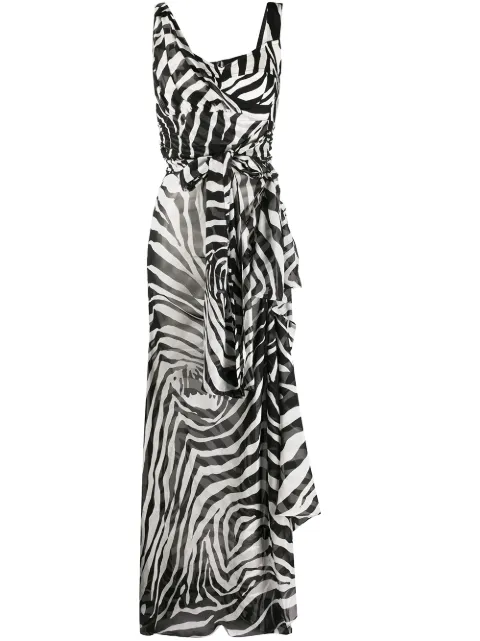 Dolce & Gabbana zebra-print asymmetric dress Black F6I1PTIS1D0