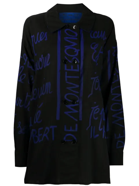 JC de Castelbajac Pre-Owned 1980s handwriting print oversized shirt Black JCDC026E