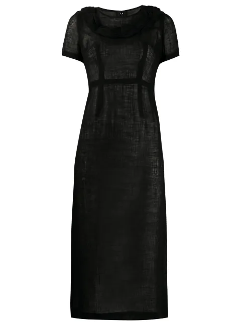 Comme Des Garçons Pre-Owned 2000 ruffled neck sheer dress Black CDG1197A