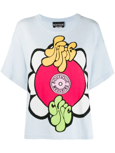 Boutique Moschino Hippie Chic knitted T-shirt Blue 09320800
