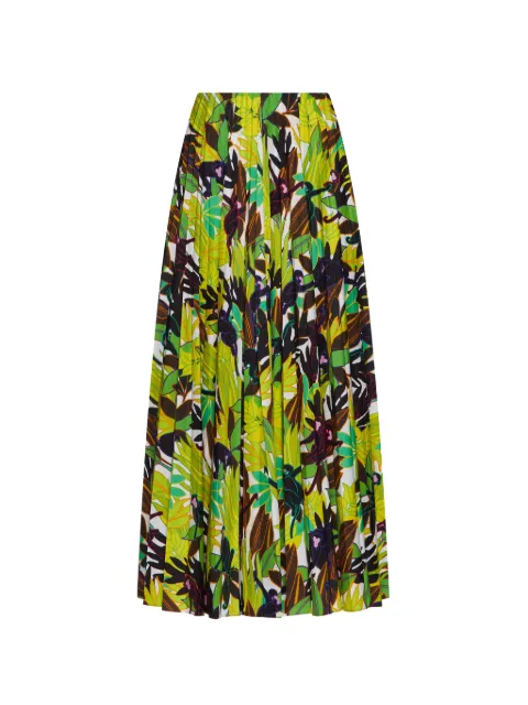 Valentino Garavani Monkey Forest pleated midi skirt Green BRA5U55DE