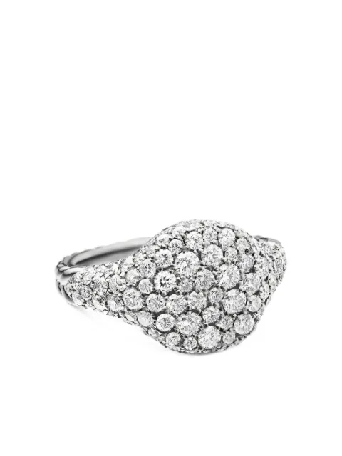 David Yurman 18kt white gold Chevron diamond pinky ring (10mm) Silver R14630D8WADI