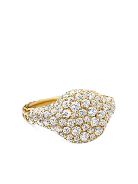 David Yurman 18kt yellow gold Chevron diamond pinky ring (10mm) Gold R14630D88ADI