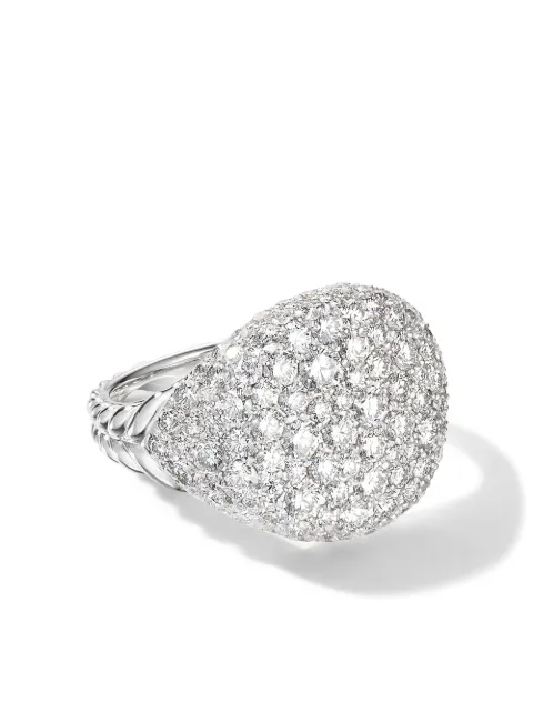 David Yurman 18kt white gold Chevron diamond pinky ring (13mm) Silver R12847D8WADI