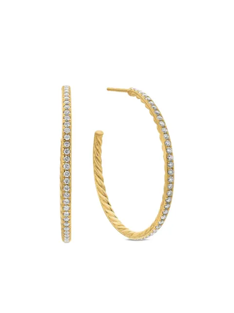 David Yurman 18kt yellow gold pavé diamond hoop earrings (38mm) Gold E14754D88ADI
