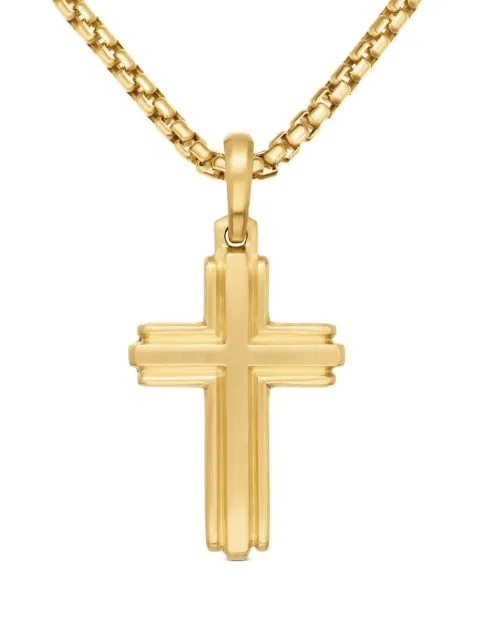 David Yurman 18kt yellow gold Deco Cross pendant (34mm) Gold D25359M88