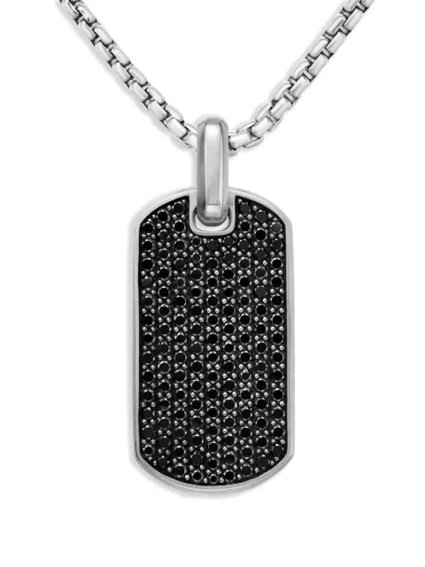 David Yurman sterling silver Chevron diamond tag (35mm) Silver D25078MSSABD