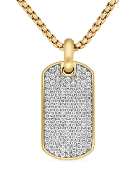 David Yurman 18kt yellow gold Chevron diamond tag (35mm) Gold D25078M88ADI