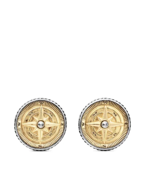 David Yurman 18kt yellow gold and sterling silver Maritime Compass diamond cufflinks (16mm) Silver C0F512S8ADI