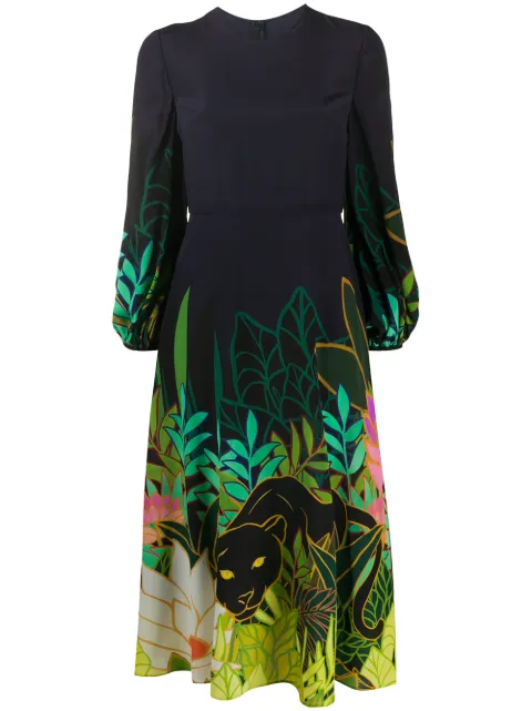 Valentino Garavani Panther in the Jungle midi dress Blue BVASB05DB
