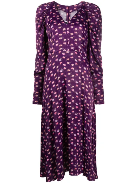 ROTATE BIRGER CHRISTENSEN pansy print midi dress Purple 900868