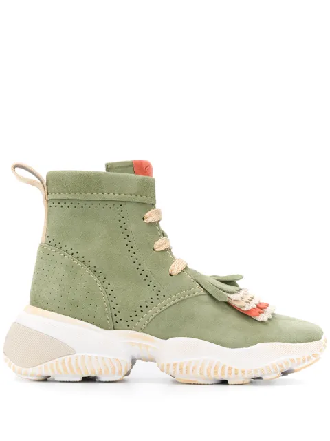 Hogan fringe-trimmed lace-up boots Green GYW5250CY30O16T02S