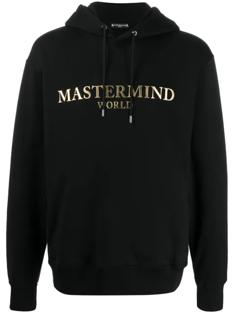 Mastermind World logo plaque hoodie Black MW20S04SW023